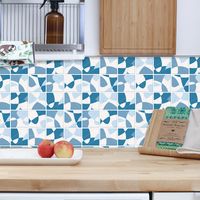 Retro Blue Pattern Lattice Tile Renovation Stickers main image 3