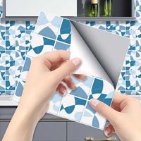 Retro Blue Pattern Lattice Tile Renovation Stickers main image 5