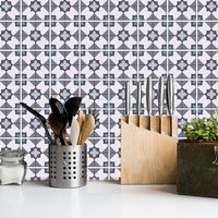 Retro Pattern Lattice Tile Kitchen Bathroom Dormitory Wall Stickers main image 2