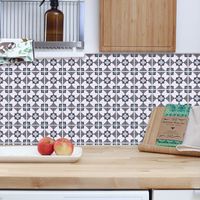 Retro Pattern Lattice Tile Kitchen Bathroom Dormitory Wall Stickers main image 3