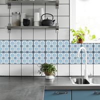 Ethnic Blue Contrast Color Pattern Lattice Tile Renovation Stickers main image 5