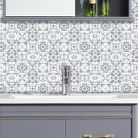 Retro Grey Geometric Pattern Lattice Tile Renovation Stickers main image 1