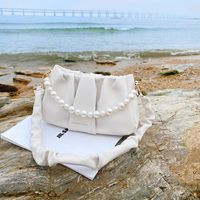Korean Solid Color Pearl Chain Dumpling Cloud Bag main image 5