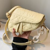 New Solid Color Rhombus Embossed Shoulder Underarm Saddle Bag main image 6