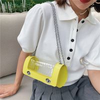 New Korean Cylinder Transparent Chain Messenger Bag sku image 2