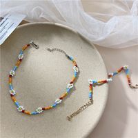 Simple Colorful Woven Handmade Flower Bead Necklace main image 3