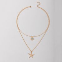 Simple New Diamond Disc Starfish Pendant Necklace main image 3