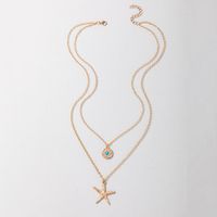 Simple New Diamond Disc Starfish Pendant Necklace main image 5
