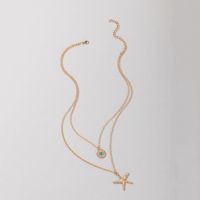 Simple New Diamond Disc Starfish Pendant Necklace main image 6