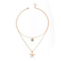 Simple New Diamond Disc Starfish Pendant Necklace main image 7