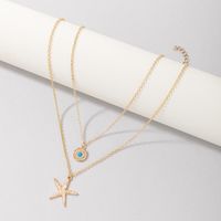 Simple New Diamond Disc Starfish Pendant Necklace sku image 1