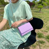 Korean Fashion Candy Color Embroidered Crossbody Small Square Bag main image 3