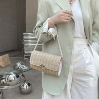 Fashion Straw Armpit Pearl Small Square Bag main image 5