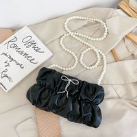 Fashion Folding Cute Pearl Chain Messenger Bucket Bag sku image 2