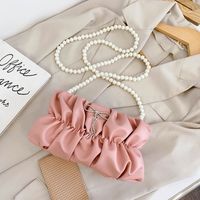 Fashion Folding Cute Pearl Chain Messenger Bucket Bag sku image 3
