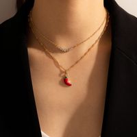 Simple Rhinestone Alloy Diamond Pendant Necklace sku image 1