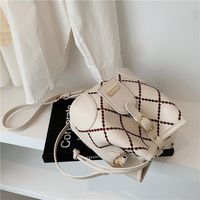 Korean Fashion Checkered Pattern Messenger Bucket Bag main image 6