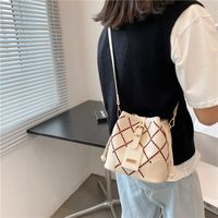 Korean Fashion Checkered Pattern Messenger Bucket Bag sku image 1