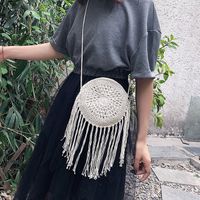 Moda Ocio Algodón Cuerda Borla Tejida Bolso De Un Solo Hombro sku image 2