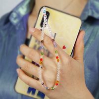 Bohemian Anti-lost Mobile Phone Chain Acrylic Love Letter Beads Short Rainbow Crystal Mobile Phone Lanyard main image 1