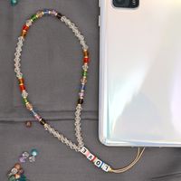 Bohemian Anti-lost Mobile Phone Chain Acrylic Love Letter Beads Short Rainbow Crystal Mobile Phone Lanyard main image 5