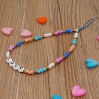Hand-made Woven Love Letter Beaded Mobile Phone Chain Rainbow Millet Beads Mobile Phone Lanyard main image 4