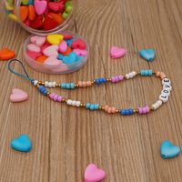 Hand-made Woven Love Letter Beaded Mobile Phone Chain Rainbow Millet Beads Mobile Phone Lanyard main image 5