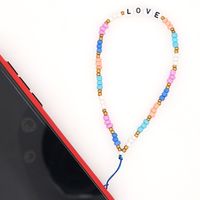 Hand-made Woven Love Letter Beaded Mobile Phone Chain Rainbow Millet Beads Mobile Phone Lanyard main image 6