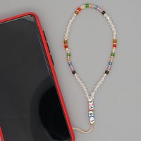 Bohemian Anti-lost Mobile Phone Chain Acrylic Love Letter Beads Short Rainbow Crystal Mobile Phone Lanyard sku image 1
