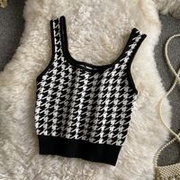 Retro Square-neck Cropped Jacquard Knitted Camisole main image 4