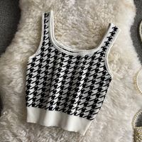 Retro Square-neck Cropped Jacquard Knitted Camisole sku image 2