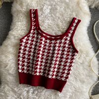 Retro Square-neck Cropped Jacquard Knitted Camisole sku image 4