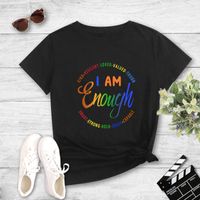Casual Color Letter Printed Short-sleeved T-shirt main image 2