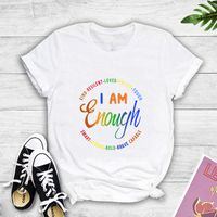 Casual Color Letter Printed Short-sleeved T-shirt main image 3