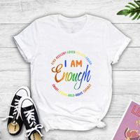 Casual Color Letter Printed Short-sleeved T-shirt sku image 17