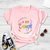 Casual Color Letter Printed Short-sleeved T-shirt sku image 10