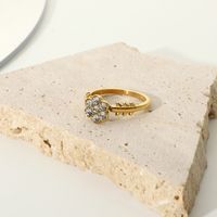 Fashion Snowflake Gold-plated Zircon Stainless Steel Ring main image 1