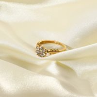 Fashion Snowflake Gold-plated Zircon Stainless Steel Ring main image 3