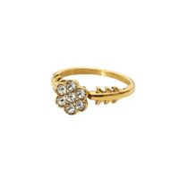 Fashion Snowflake Gold-plated Zircon Stainless Steel Ring main image 6