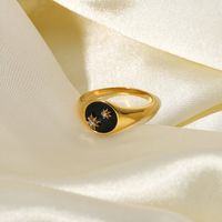 Fashion White Shell Malachite Eight-star Stainless Steel Ring main image 5