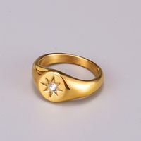 Fashion Star Light Diamond Titanium Steel Gold-plated Ring main image 2
