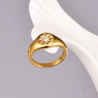 Fashion Star Light Diamond Titanium Steel Gold-plated Ring main image 3