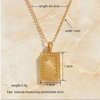 Fashion Radial Carved Moon Sun Square Pendant Necklace main image 2