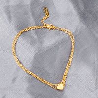 Y16 Version Fashion Elegant Heart Plated 18k Rose Gold Anklet Female Color Gold Titanium Steel main image 3