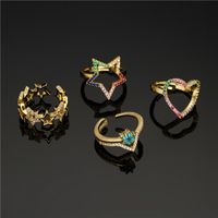Fashion Hollow Five-pointed Star Copper Micro-inlaid Adjustable Ring main image 4