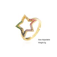 Fashion Hollow Five-pointed Star Copper Micro-inlaid Adjustable Ring main image 5