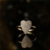 Fashion Heart Copper Micro-inlaid Zircon Open Ring main image 1