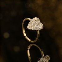 Fashion Heart Copper Micro-inlaid Zircon Open Ring main image 3