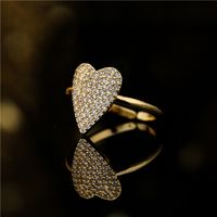 Fashion Heart Copper Micro-inlaid Zircon Open Ring main image 4