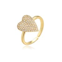 Fashion Heart Copper Micro-inlaid Zircon Open Ring main image 6